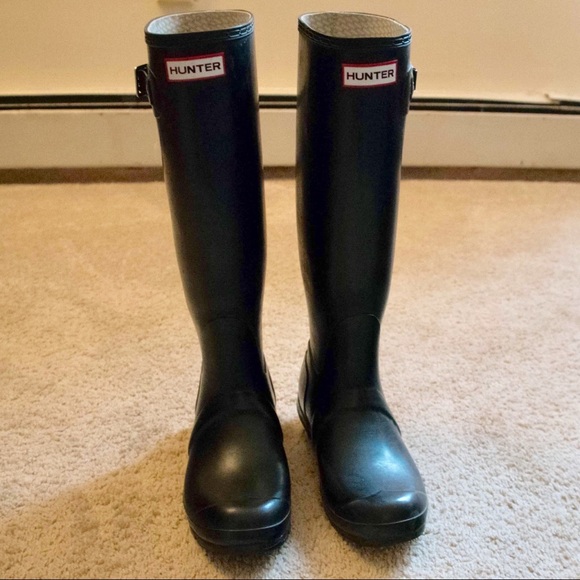 black rain boots tall